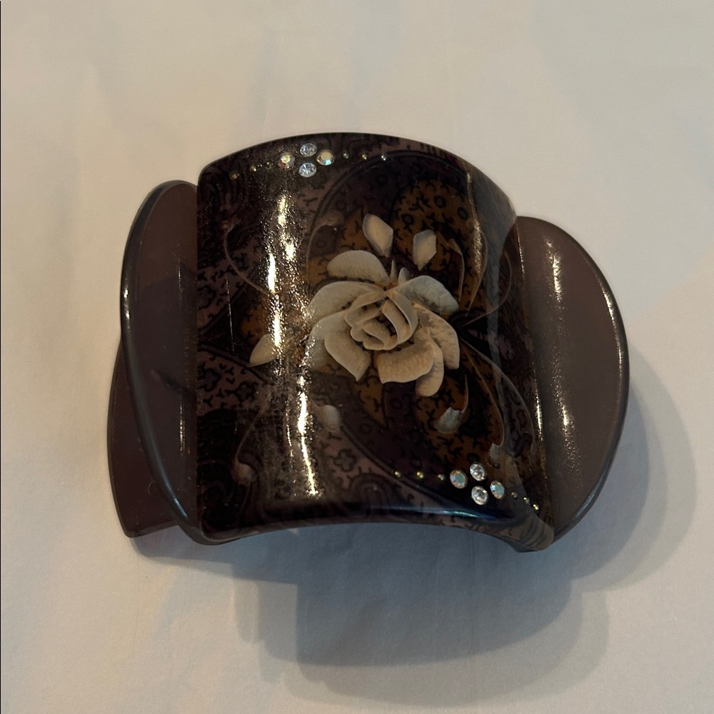 Trendy Boutique Brown Floral Hair Clip - Picture 1 of 7